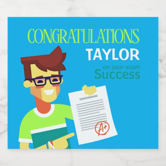 Gefeliciteerd met zijn examensucces - sparkling wijnetiket (Enkel label)