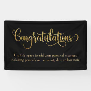 Gefeliciteerd met zwembelbruin Glitter over zwart Spandoek