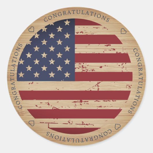Gefeliciteerd militaire patriottische Amerikaanse Ronde Sticker (Voorkant)