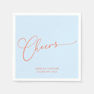 Gefeliciteerd Minimal Blauw Oranje Script Afstudee Servet