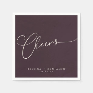 Gefeliciteerd Minimalistische Plum Script Trouwkaa Servet