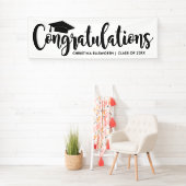 Gefeliciteerd Modern Black 2025 Afstuderen Spandoek (Insitu)