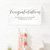 Gefeliciteerd Modern Black Script Wedding Spandoek (Insitu)
