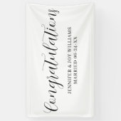 Gefeliciteerd Modern Black Script Wedding Spandoek (Verticaal)