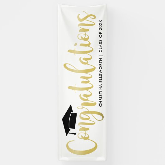 Gefeliciteerd Modern Gold Custom 2025 Afstuderen Spandoek (Verticaal)