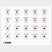 Gefeliciteerd Moderne Oranje en Blauwe Afstuderen Ronde Sticker (Vel)