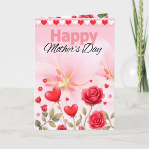 Gefeliciteerd Moederdag Harten & Rozen Kaart