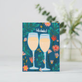 Gefeliciteerd Mousserende Wijn Champagne Bloemige  Briefkaart (Staand voorkant)