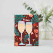 Gefeliciteerd Mousserende Wijn Champagne Bloemige Briefkaart (Staand voorkant)