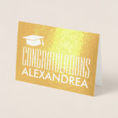 Gefeliciteerd naam Afstuderen Modern Gold Real Folie Kaarten (Voorkant)