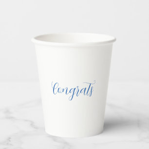 Gefeliciteerd naam blauw stijlvolle afstudeerdatum papieren bekers