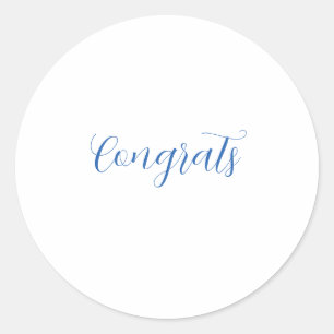 Gefeliciteerd naam blauw stijlvolle afstudeerdatum ronde sticker
