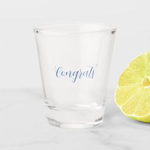 Gefeliciteerd naam blauw stijlvolle afstudeerdatum shot glas