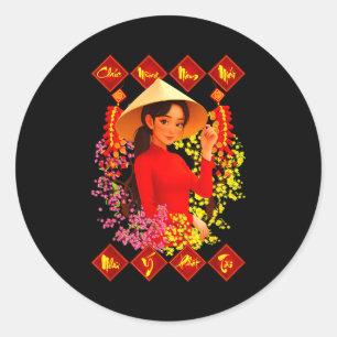Gefeliciteerd Nam Moi Tet Binh Ngo 2026 Vietnamese Ronde Sticker