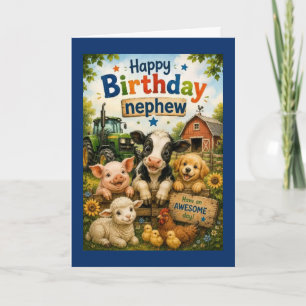 Gefeliciteerd Neef Boerderijdieren  Kaart