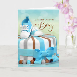 Gefeliciteerd New Baby Boy in Blue en Brown Kaart