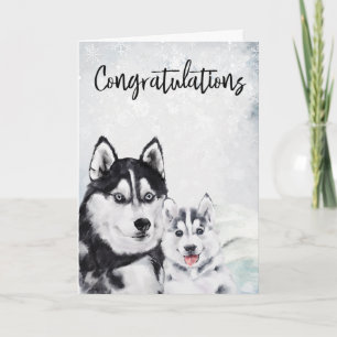 Gefeliciteerd Nieuw Baby Mama Husky Hond Kaart