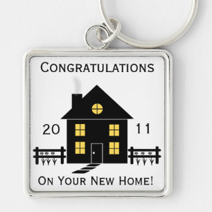 Gefeliciteerd Nieuw Sleutelhanger Huis