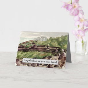 Gefeliciteerd Nieuw Thuis Strandhuis Aquarel Kaart