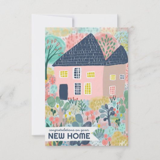 Gefeliciteerd Nieuwe Home Garden Waterverf Schatti Kaart (Voorkant)