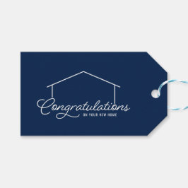 Gefeliciteerd Nieuwe Home Silhouet Bewerkbare kleu Cadeaulabel