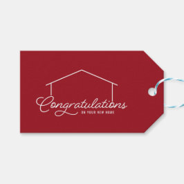 Gefeliciteerd Nieuwe Home Silhouet Bewerkbare kleu Cadeaulabel