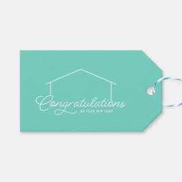 Gefeliciteerd Nieuwe Home Silhouet Bewerkbare kleu Cadeaulabel