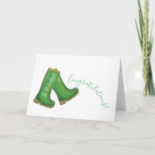 Gefeliciteerd nieuwe huis groene welly laarzen kaart