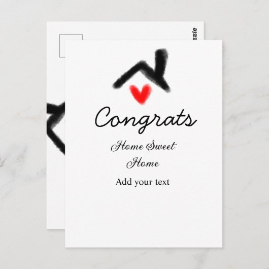 Gefeliciteerd nieuwe huiseigenaar onroerend goed i briefkaart (Voorkant / Achterkant)