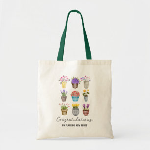 Gefeliciteerd Nieuwe huiseigenaar Potted Botanical Tote Bag