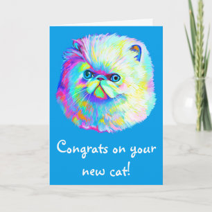 Gefeliciteerd nieuwe kat in kleur kaart