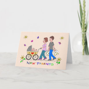 Gefeliciteerd nieuwe ouders glimlachen familie Car Kaart