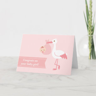 Gefeliciteerd nieuwe ouders - ooievaar met baby me kaart
