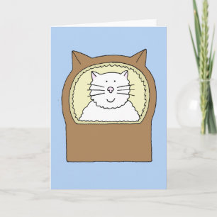 Gefeliciteerd Nieuwe Pet Cat Cartoon Cat in Basket Kaart