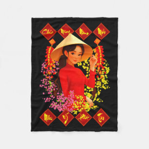 Gefeliciteerd Nieuwjaar Tet Binh Ngo 2026 Vietname Fleece Deken