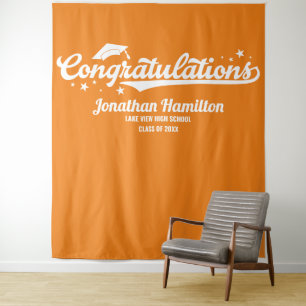 Gefeliciteerd Oranje Afstudeerfeest Achtergrond Wandkleed