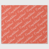 Gefeliciteerd Oranje Script Wrapping Paper Cadeaupapier (Vlak)