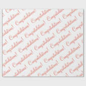 Gefeliciteerd Oranje Script Wrapping Paper Cadeaupapier (Vlak)