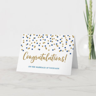 Gefeliciteerd ouders van de bruidegom Gold Blue Kaart