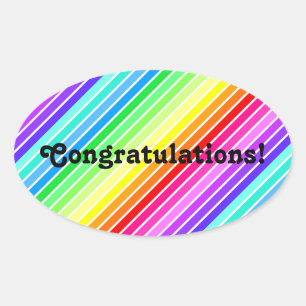 Gefeliciteerd - Oval Rainbow Sticker