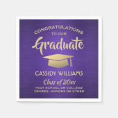 Gefeliciteerd, Paars en Gold Modern Afstuderen Servet (Voorkant)