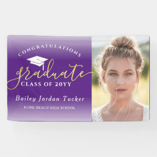 Gefeliciteerd Paars Gold Photo Afstuderen Spandoek