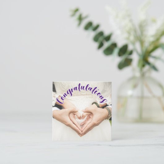 GEFELICITEERD Paars OVERLAY-TEXT Enclusekaart Informatiekaartje (Staand voorkant)