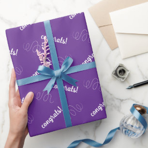 Gefeliciteerd! Paars verpakkingspapier Cadeaupapier