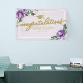 Gefeliciteerd Paarse Bloemen Afstudeerfeest Spandoek (Beurs)