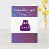 Gefeliciteerd Paarse bruiloft Kaart (Gele Bloem)