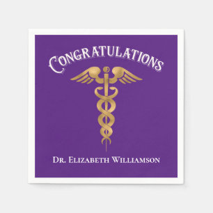 Gefeliciteerd Paarse dokter Physician Caduceus Servet