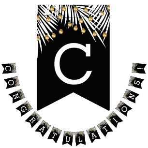 Gefeliciteerd Palms Black Gold Vlaggetjes