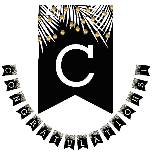 Gefeliciteerd Palms Black Gold Vlaggetjes