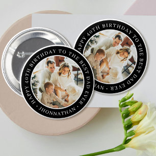 Gefeliciteerd Papa Aller tijden Foto Zwart en Wit Ronde Button 5,7 Cm